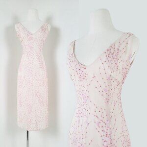 Nadya Toto 100Silk Vneck Dress Open Back Backless Beading Evening Cocktail